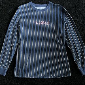 Rue21 Dark Blue Long Sleeve Striped Shirt Men’s Medium